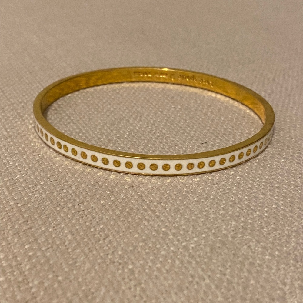Kate Spade White/Gold Polka Dot Bangle